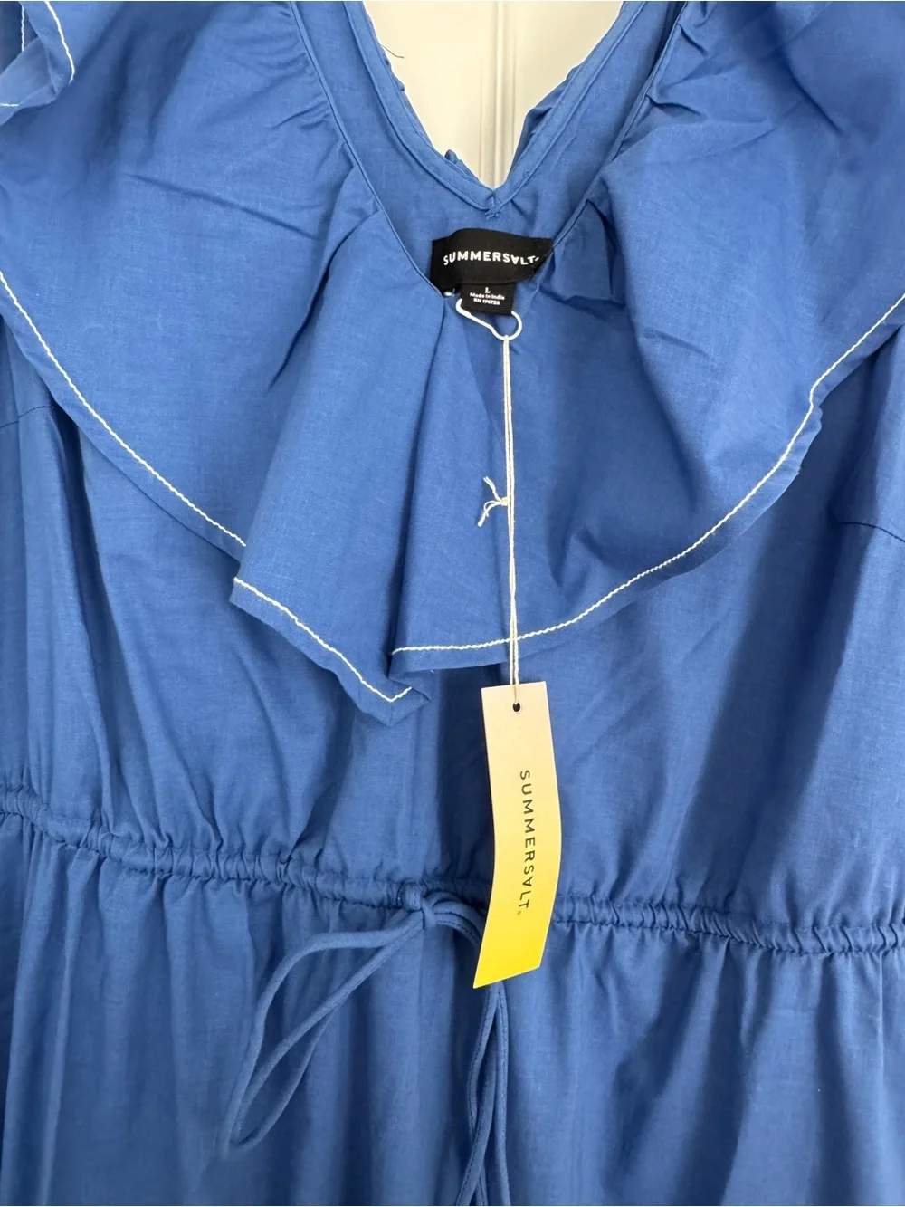 summersalt Royal Blue Ruffle Maxi Dress with Tie Back